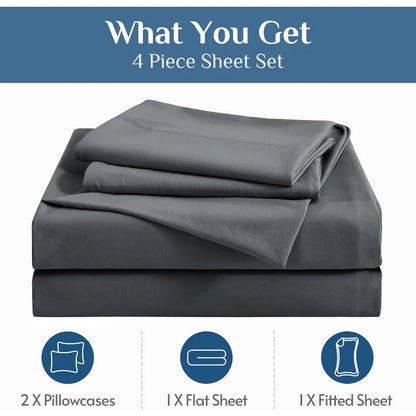 Dark Grey Queen Sheets Set, 14 " Deep Pockets