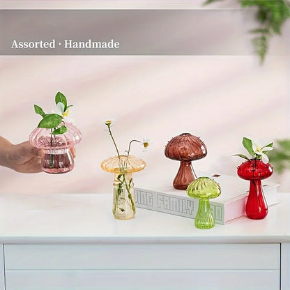 Set of 5 Mushroom Glass Vases