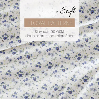 4 Piece Queen Sheet Set (Light Blue Floral)