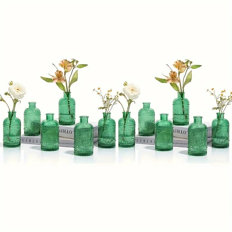 12 Pack Clear Vintage Glass Bud Vases