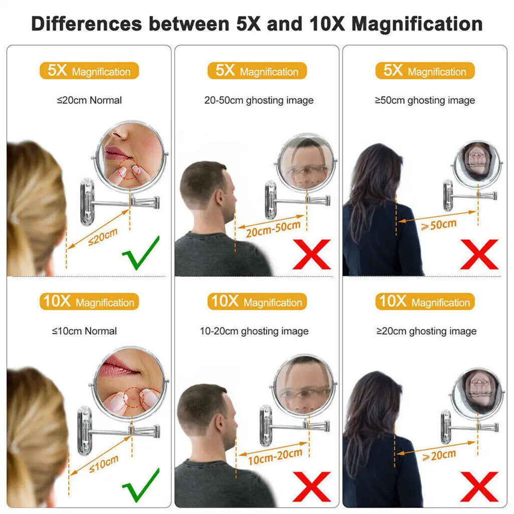 10X Magnifying 360 Swivel Makeup Mirror 8"