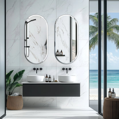 Oval Frameless Mirror - Beveled Polished Wall Mirror