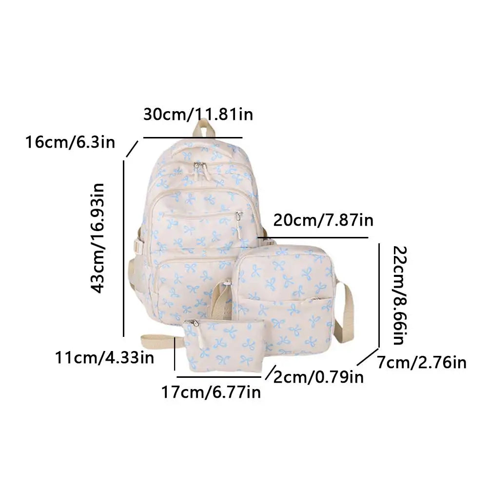3Pcs/Set Print Backpack with Crossbody Bag and Small Purse