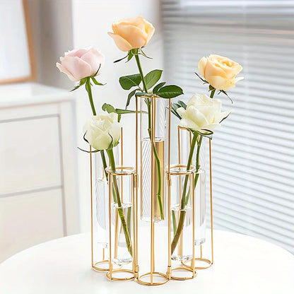 Test Tube Vase with 5 Test Tubes, Metal Stand