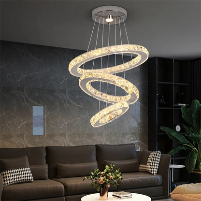 Modern Crystal Chandeliers Ring-Shaped Pendant Lights