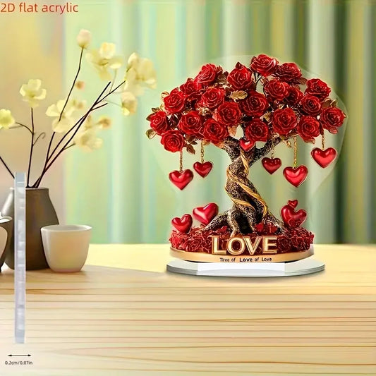 Elegant crystal heart-shaped rose tree decoration "Tree of Love" golden base - the best decoration for Valentine's Day