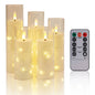 Flickering Flameless LED Pillar Candle Lights Embedded Star String