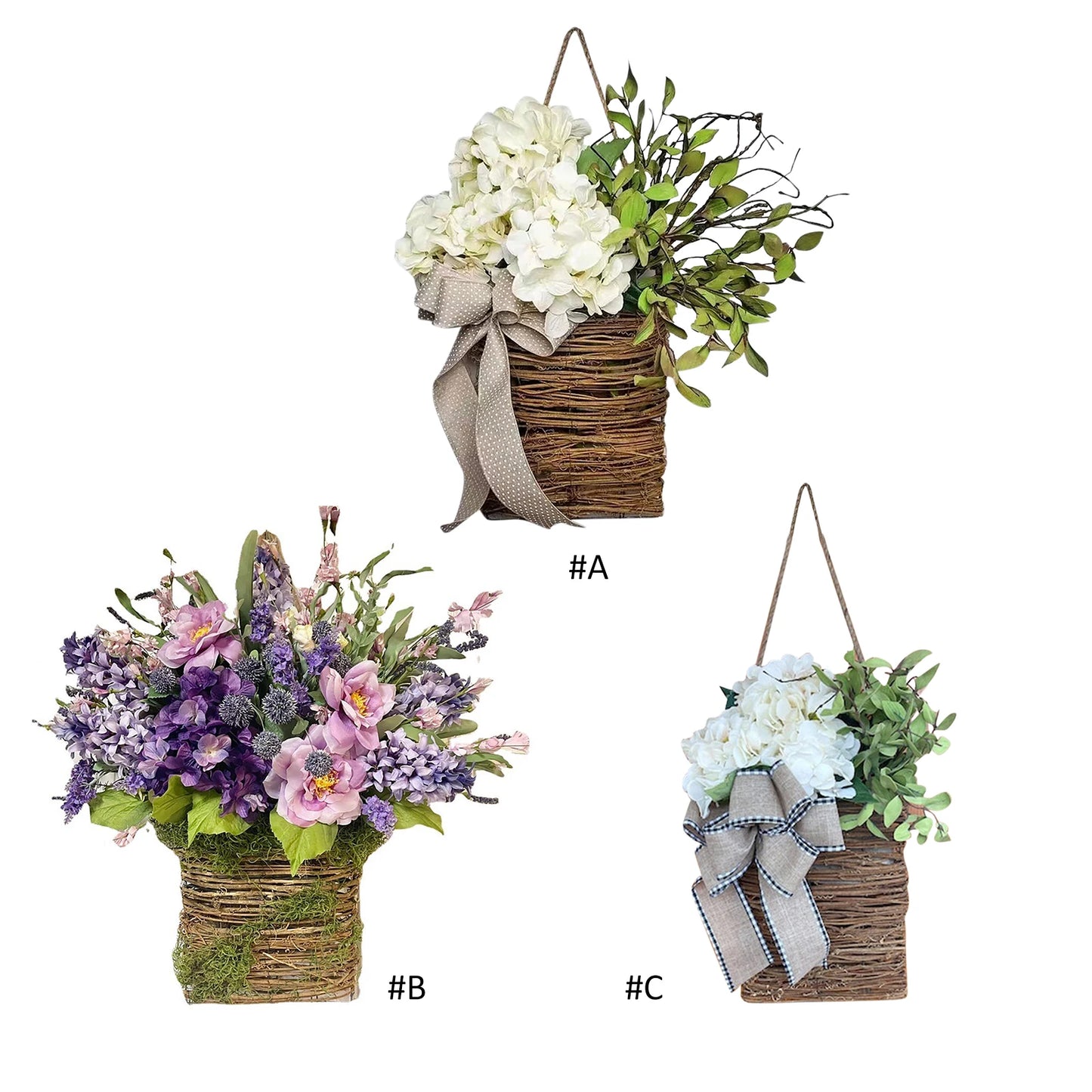 Hydrangea Flower Basket Door Hanging Wreath