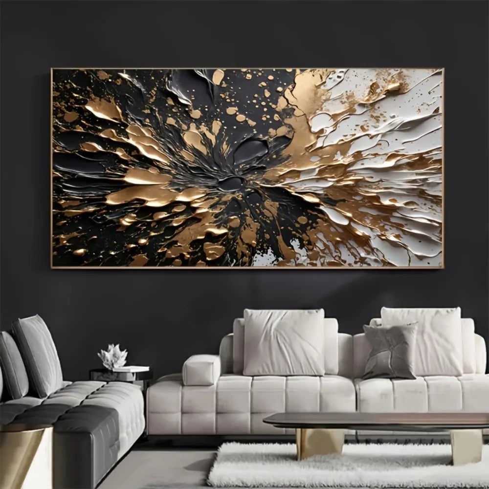 Modern abstract black gold wall mural