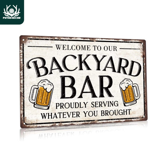 Welcome to Our Backyard Bar Vintage Sign
