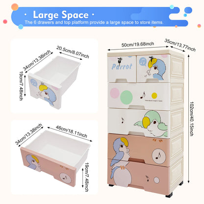 Adorable 6 Drawer PP Dresser Chest Bedroom Storage Organizer
