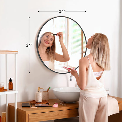 Round Vanity Framed Mirror for Wall