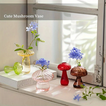 Set of 5 Mushroom Glass Vases
