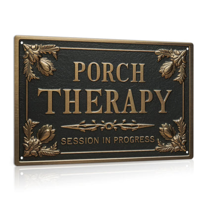 PORCH THERAPY Vintage Metal Tin Sign