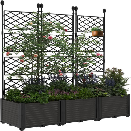 Plastic Plant Box with Metal Trellis