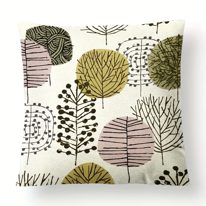 Set of 4 Abstract Flower Pillow Covers  18x18 Inches