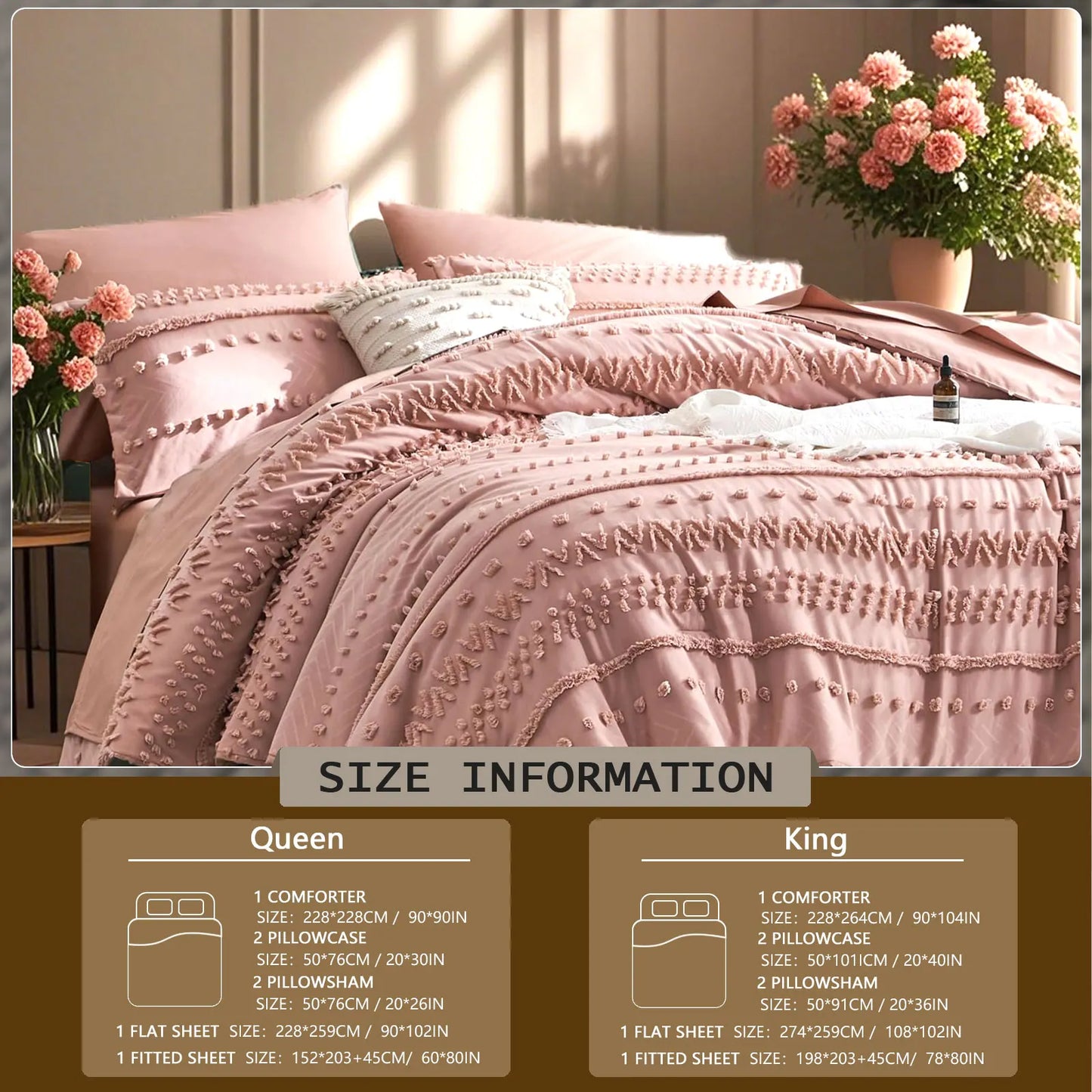 7-piece Tufted design comforter set - King or Queen
