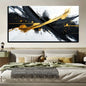 Framed black and white abstract canvas mural