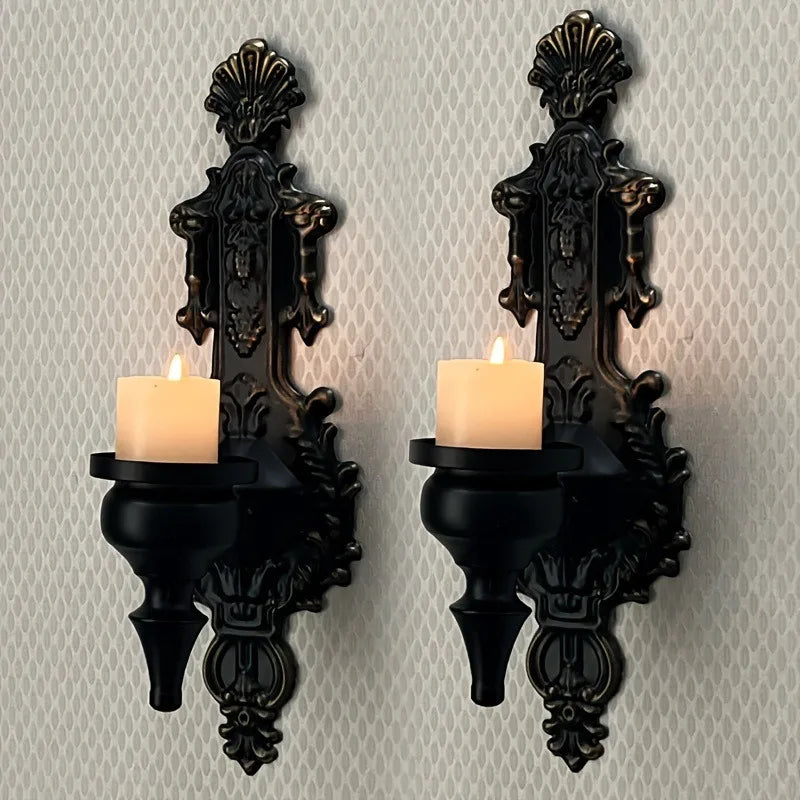2pcs Wall-mounted Candle Holder Wrought Iron