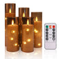 Flickering Flameless LED Pillar Candle Lights Embedded Star String