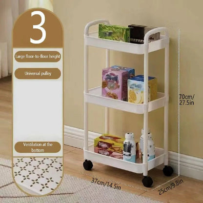 1pc 3/4-Tier Rolling Storage Cart