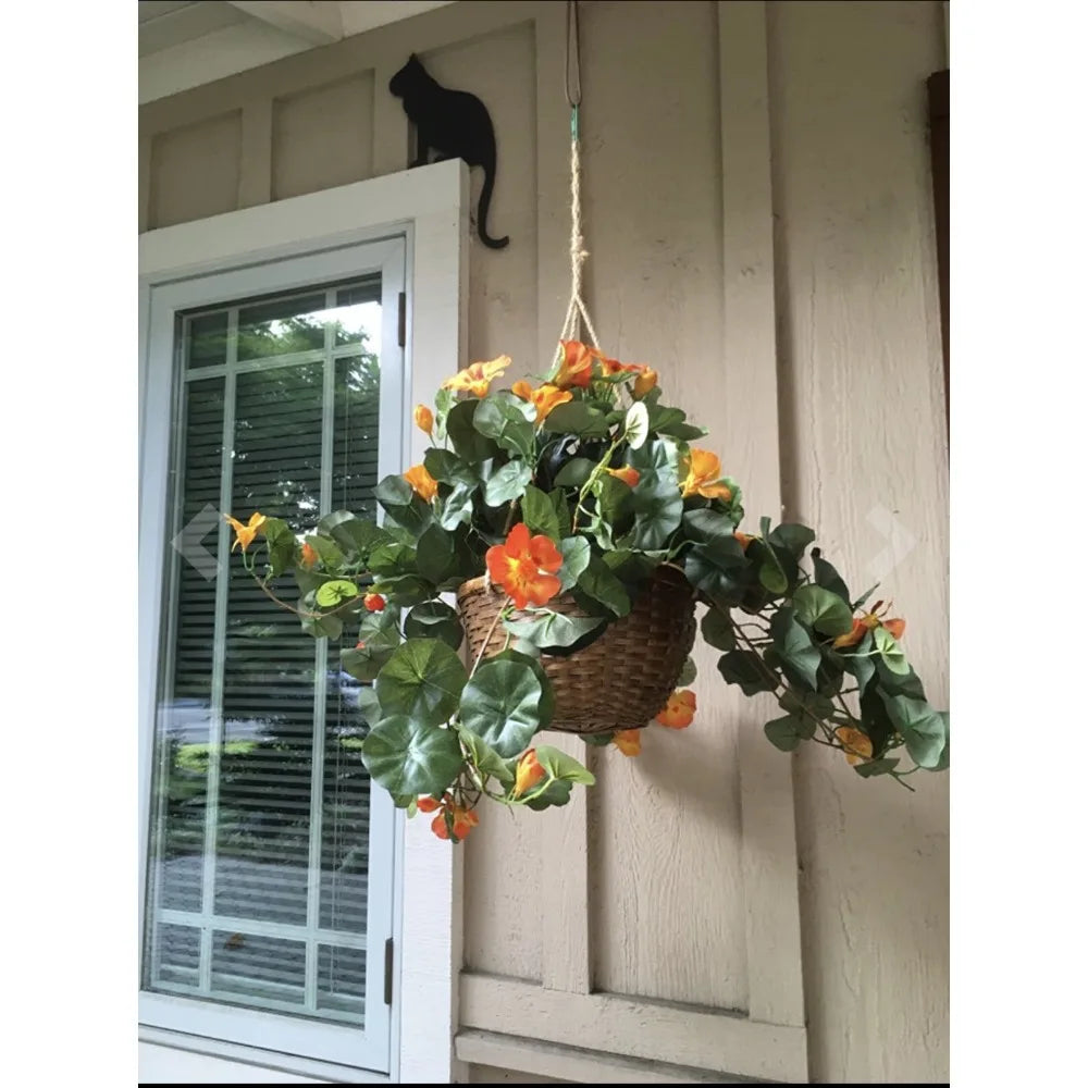 22” Nasturtium Artificial Faux Plant in Hanging Basket