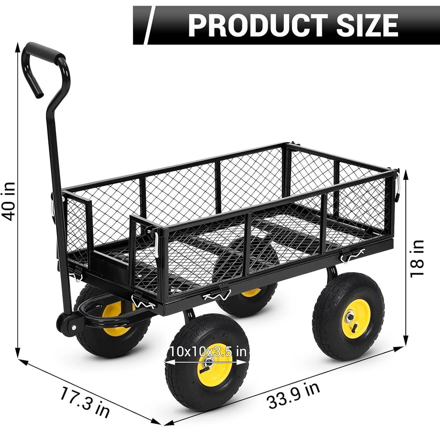 Heavy Duty Steel Garden Wagon Cart with 10" Tires