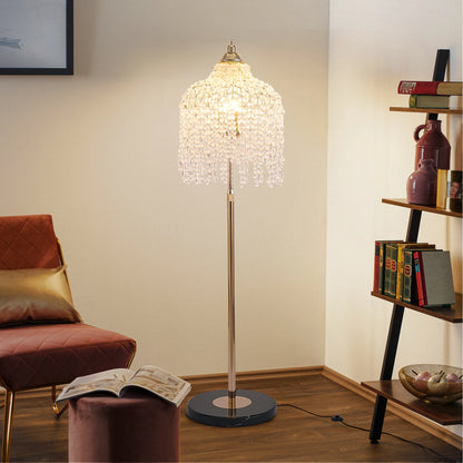 3-Light Elegant Crystal Floor Lamp Vintage Waterfall Design