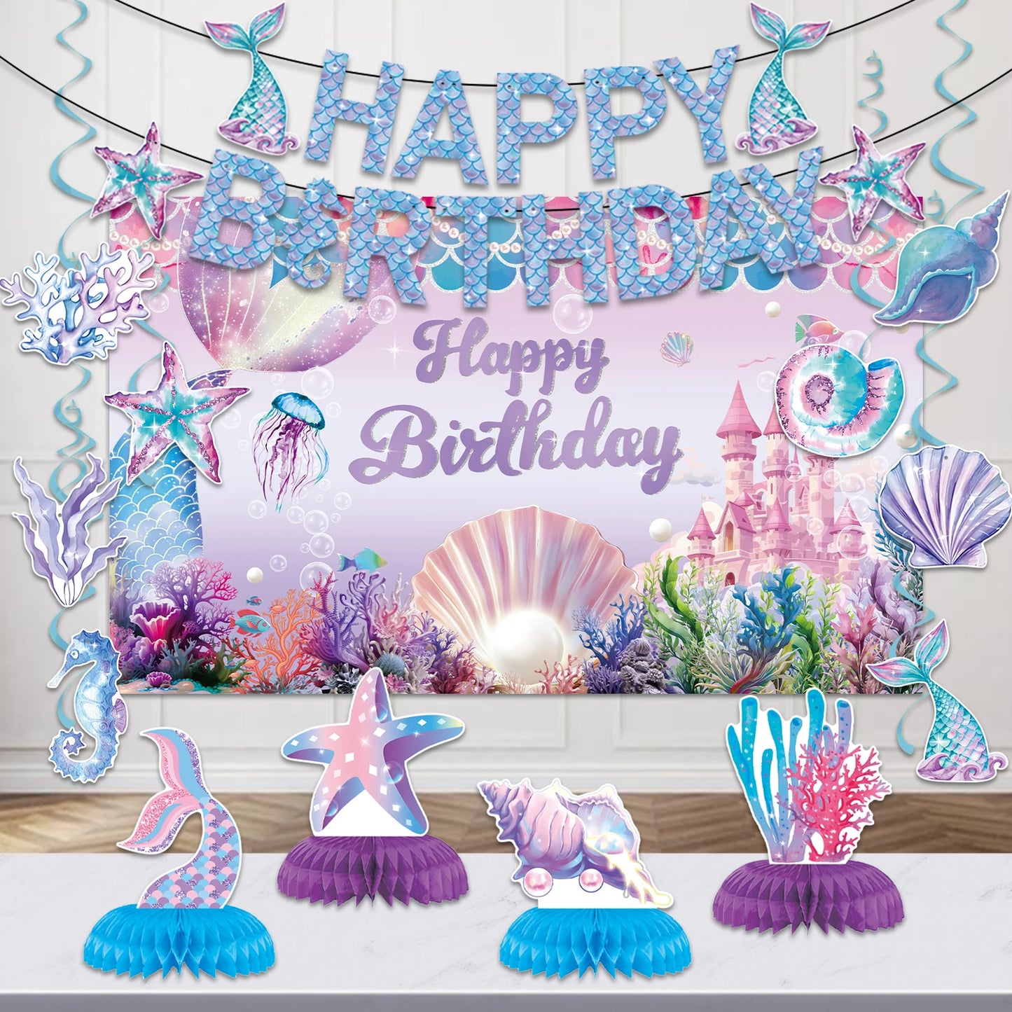 Mermaid Happy Birthday Banner