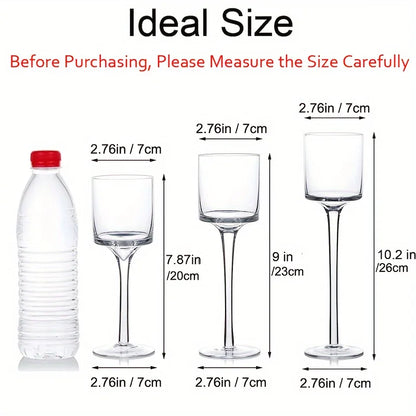 Set of 3 Glass Tall Tea Light Candle Holders