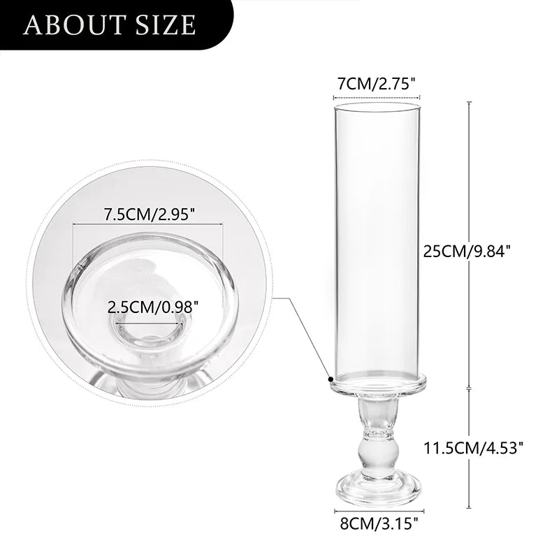 Clear Glass Hurricane Candle Holder Set of 2, 13.8 inch l