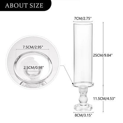 Clear Glass Hurricane Candle Holder Set of 2, 13.8 inch l