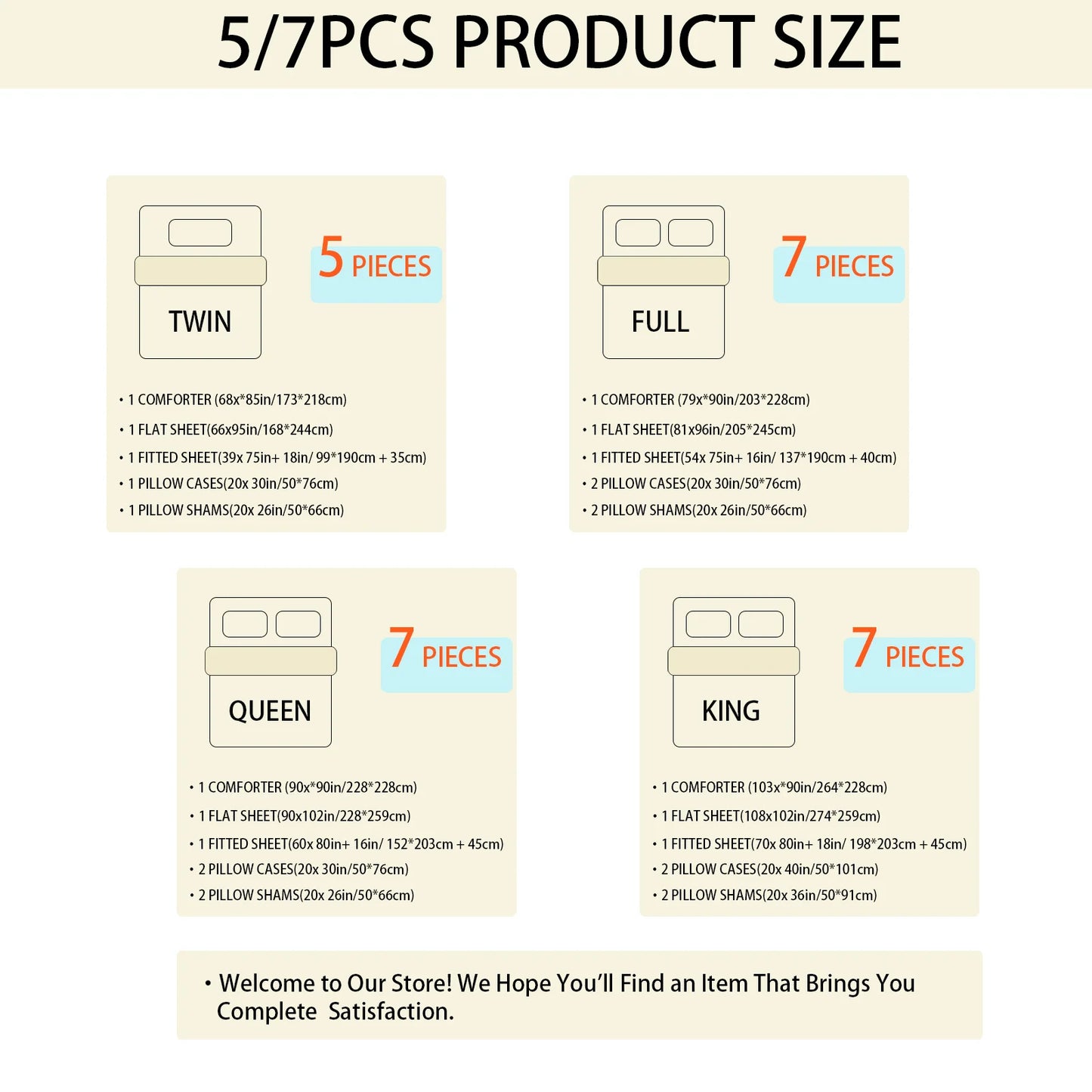 5-PC/7-PCS Comforter Set -  Bed in a Bag