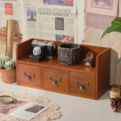 Vintage Solid Wood Desktop Organizer