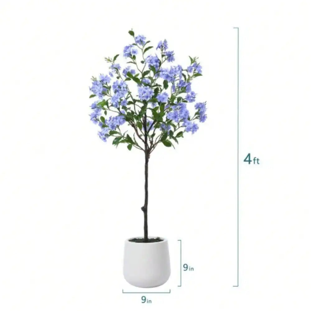 Blue Snowflake Tree with Oval White Pot