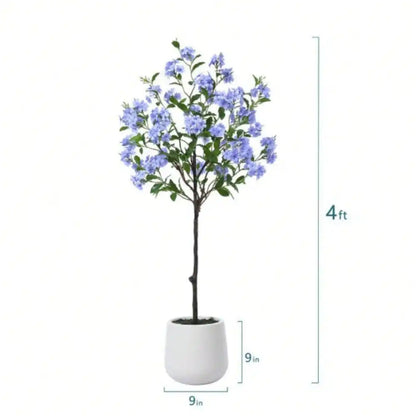 Blue Snowflake Tree with Oval White Pot