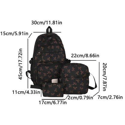 3Pcs/Set Print Backpack with Crossbody Bag and Small Purse