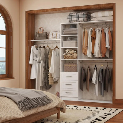 8' Corner Walk in Wood Closet Organizer System