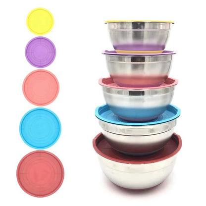 7 Colors Stainless Steel Mixing Bowl With Lid