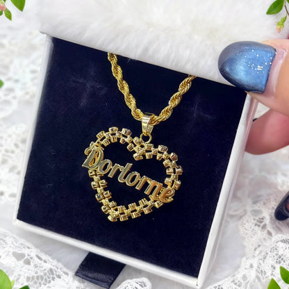 Custom Name Heart Frame Necklace