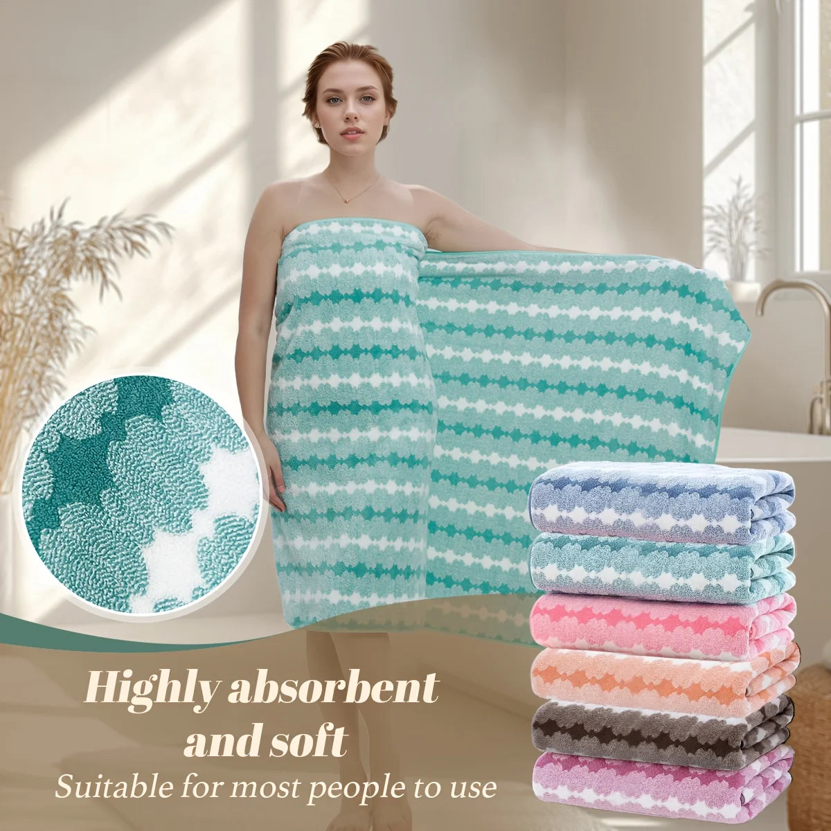 4/8Piece Cotton Bath Towels Popcorn Textured