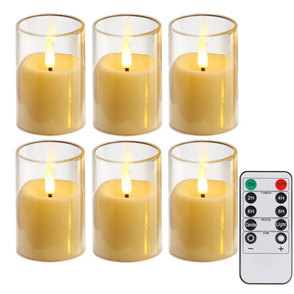 Flickering Flameless LED Pillar Candle Lights Embedded Star String