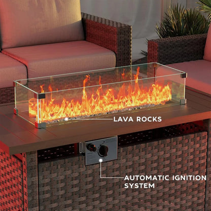 Outdoor Propane Fire Pit Table, 44" Auto-Ignition