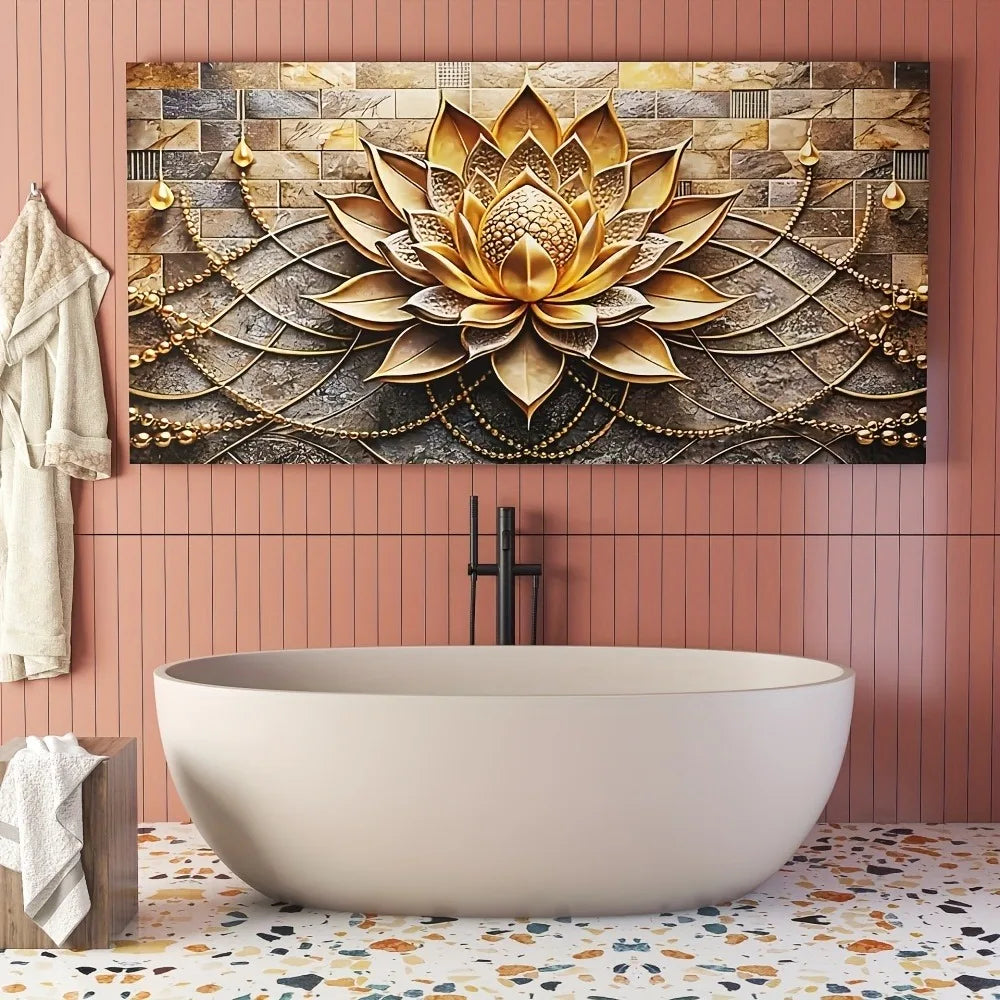 Modern abstract black and gold floral canvas