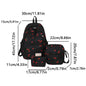 3Pcs/Set Print Backpack with Crossbody Bag and Small Purse